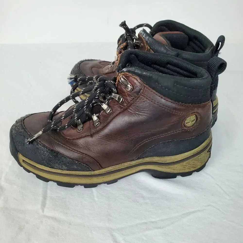 Timberland Boys‎ Pawtuckaway Brown Leather Waterproof Hiking Boots Size 1.5